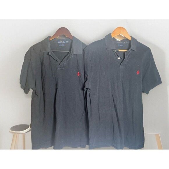 Lot of 2 Polo Ralph Lauren Men's XL Slim Fit Black/Red Short Sleeve Shirts.   Ii - Picture 1 of 4